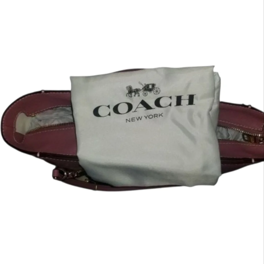 COACH 57107 Dusty Rose Pink Pebbled Leather Turnlock Tote Bag‎ Purse New